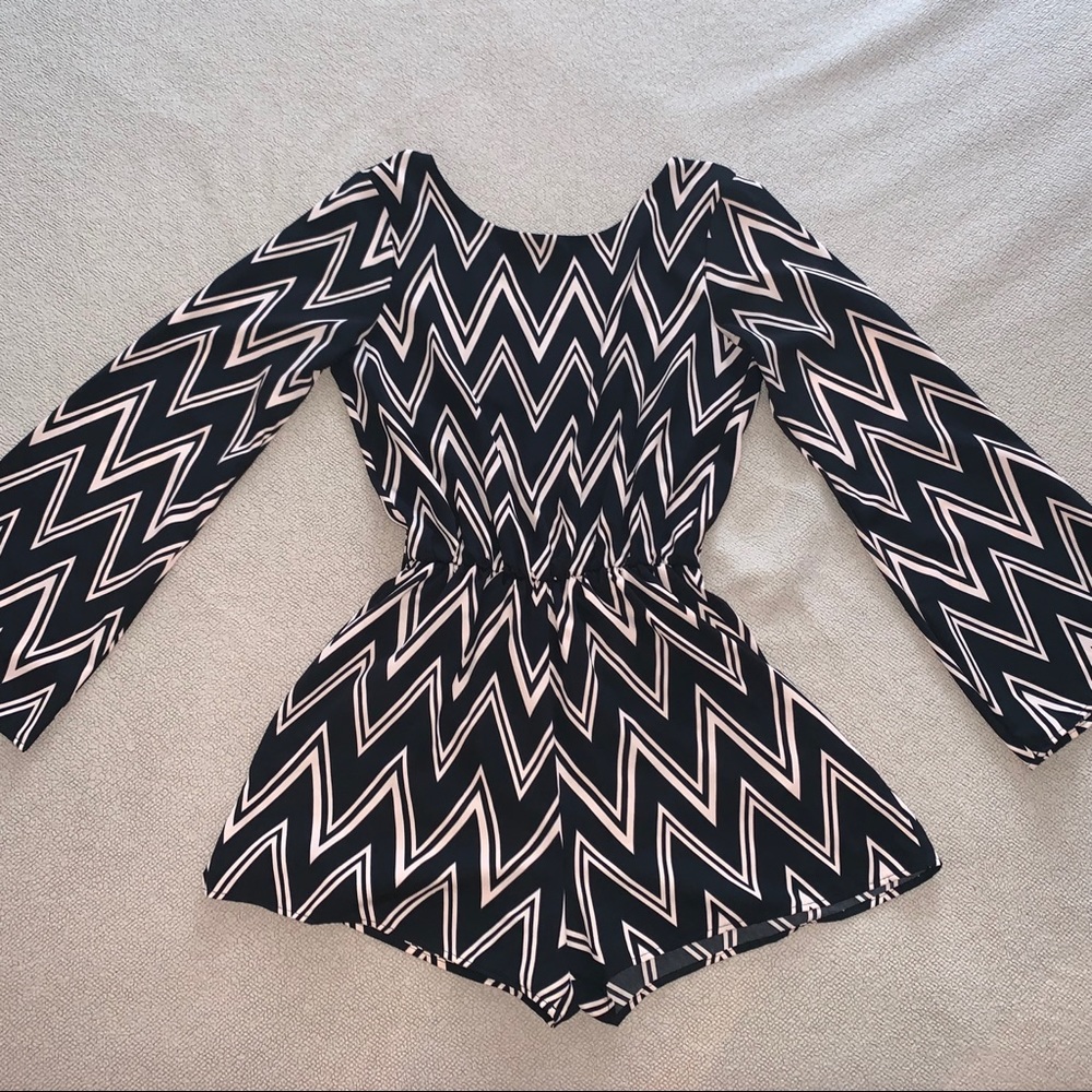 AKIRA Chevron backless romper